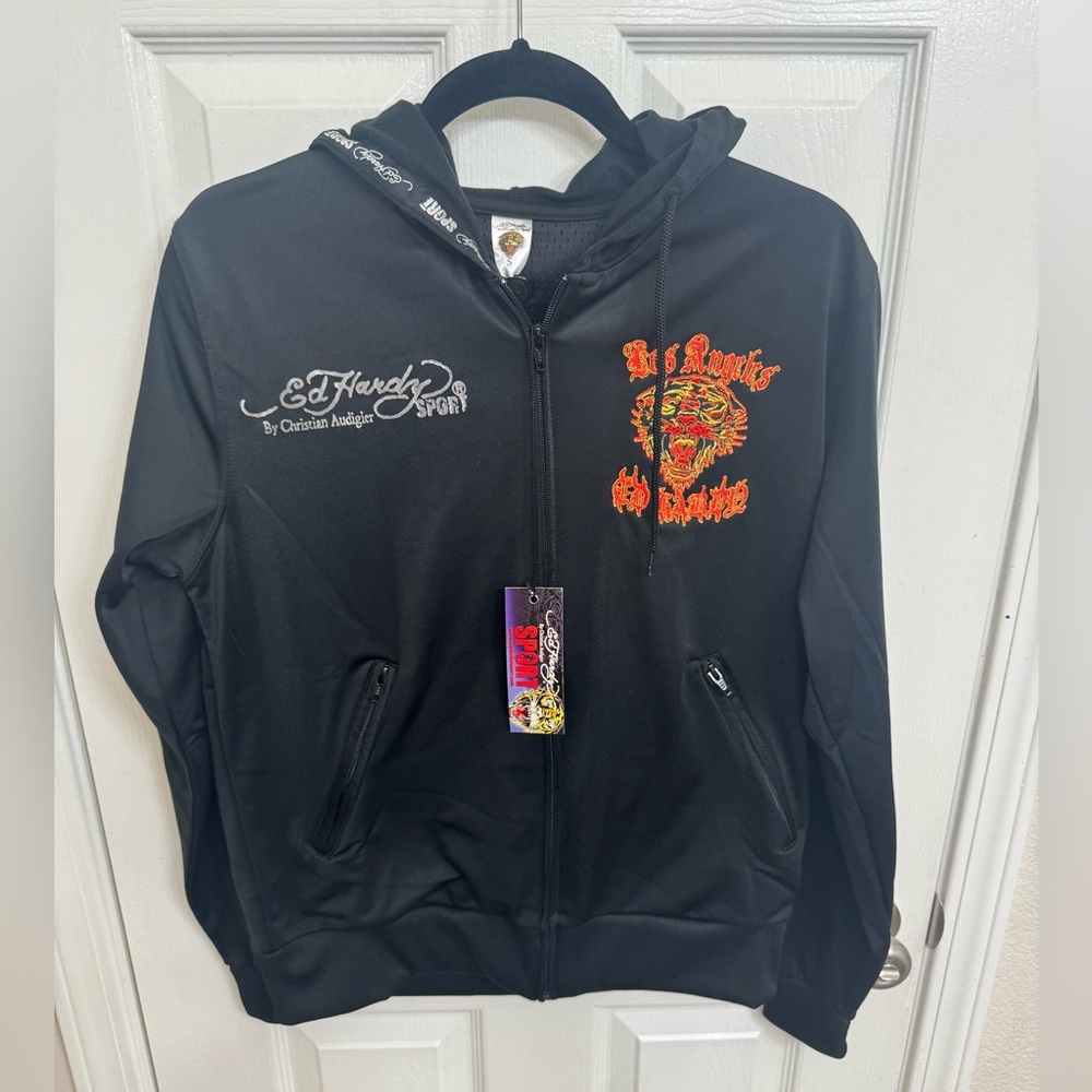 NWT Vintage Ed Hardy Sport By Christian Audigier Men’s Zip Up Hoodie Size S